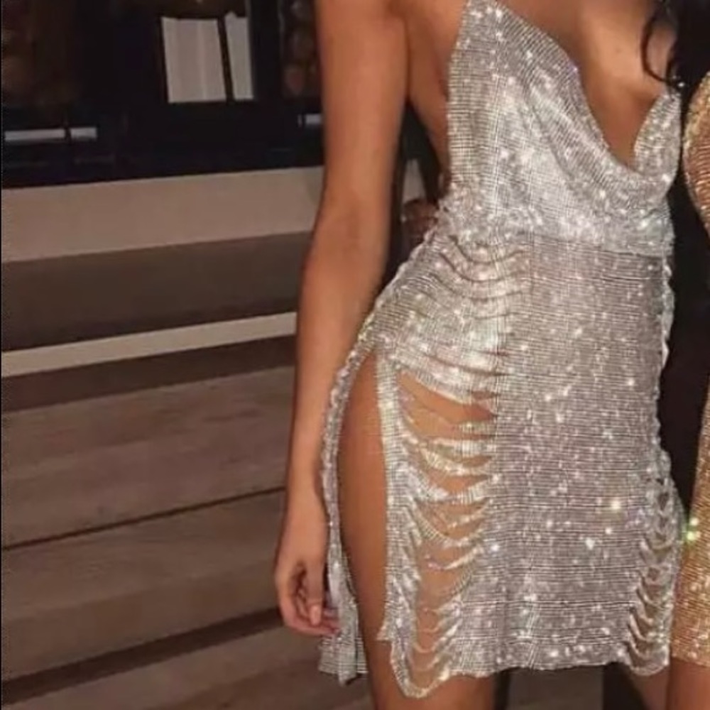 Story1440 Silver Metal Dress NWT. PROM, NIGHT OUT, Gala
